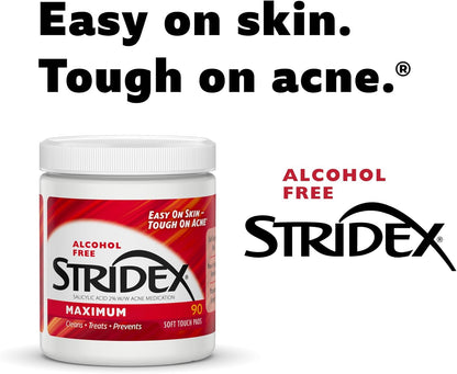Stridex - Single-Step Acne Control (Daily Care Acne Pads Maximum Strength/Alcohol-Free/Soft Touch Pads/55 Pads)