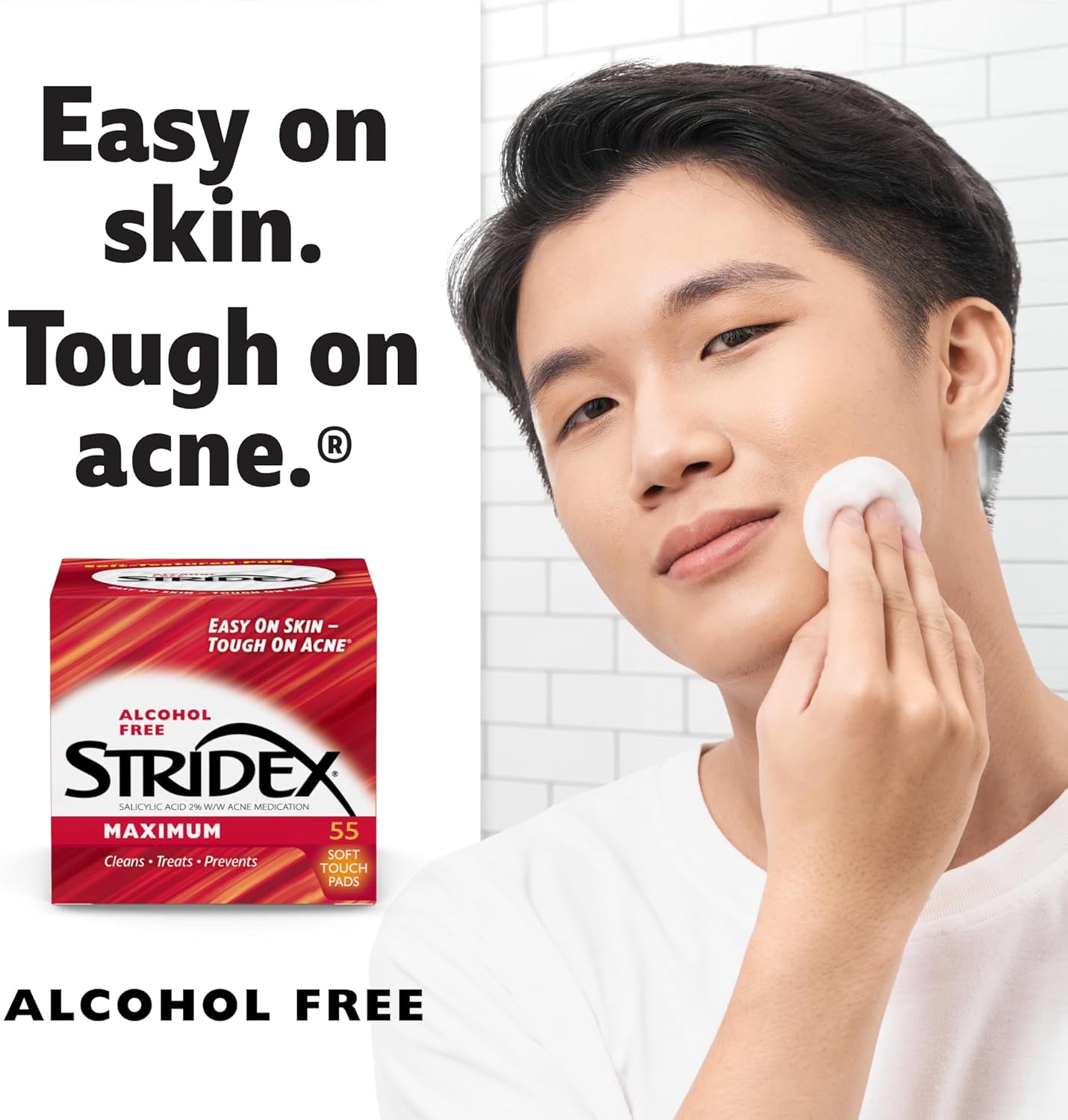 Stridex - Single-Step Acne Control (Daily Care Acne Pads Maximum Strength/Alcohol-Free/Soft Touch Pads/55 Pads)