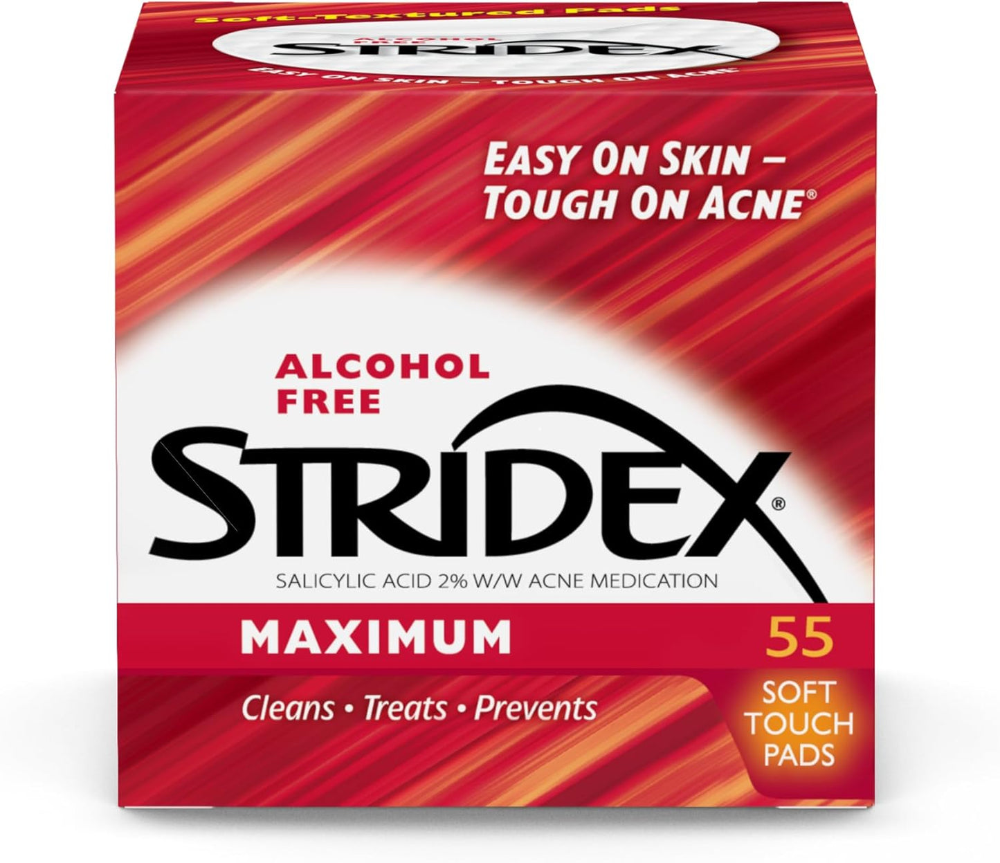 Stridex - Single-Step Acne Control (Daily Care Acne Pads Maximum Strength/Alcohol-Free/Soft Touch Pads/55 Pads)