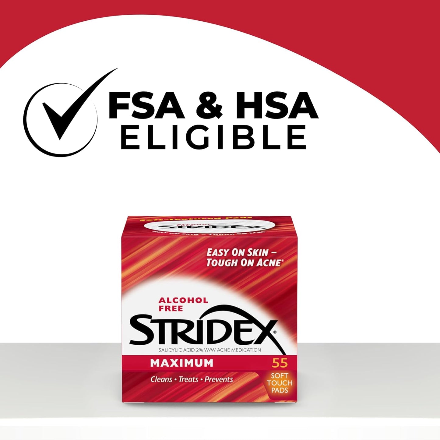 Stridex - Single-Step Acne Control (Daily Care Acne Pads Maximum Strength/Alcohol-Free/Soft Touch Pads/55 Pads)
