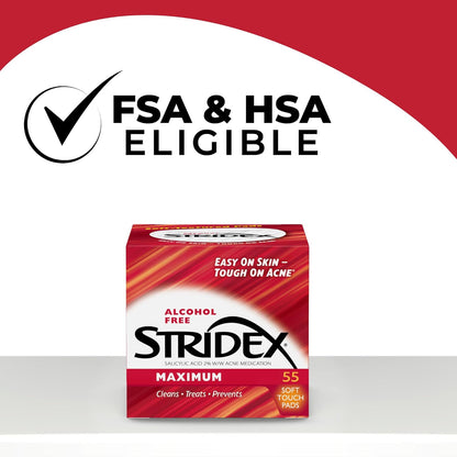 Stridex - Single-Step Acne Control (Daily Care Acne Pads Maximum Strength/Alcohol-Free/Soft Touch Pads/55 Pads)