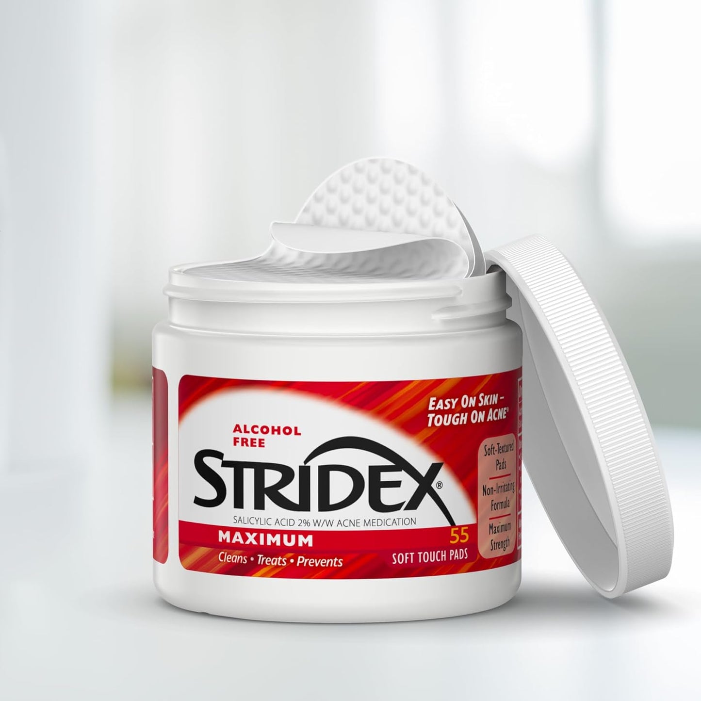 Stridex - Single-Step Acne Control (Daily Care Acne Pads Maximum Strength/Alcohol-Free/Soft Touch Pads/55 Pads)